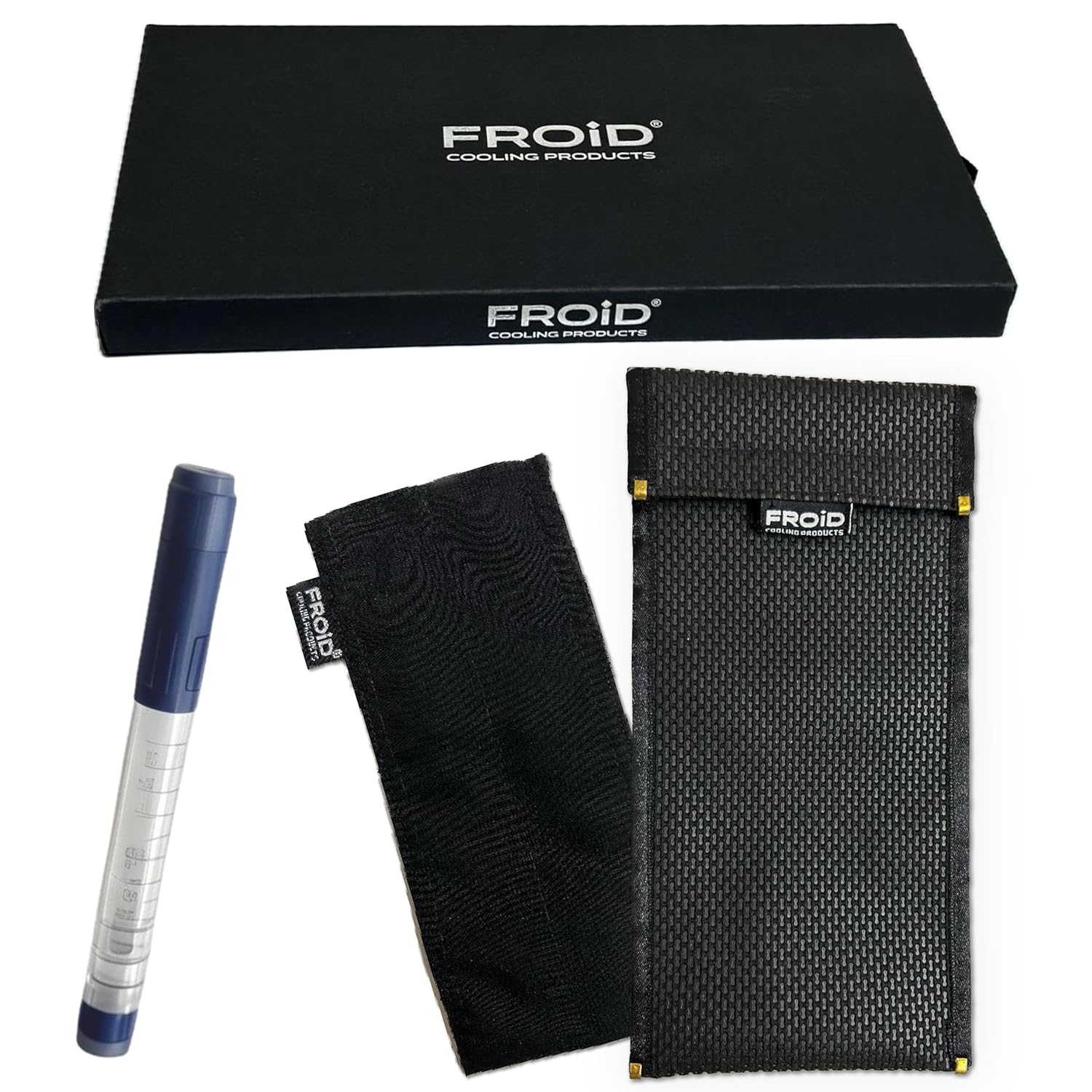 FROiD SINGLE Insulin Cooler Travel Case Black Hook and Loop — holds 1 insulin pen