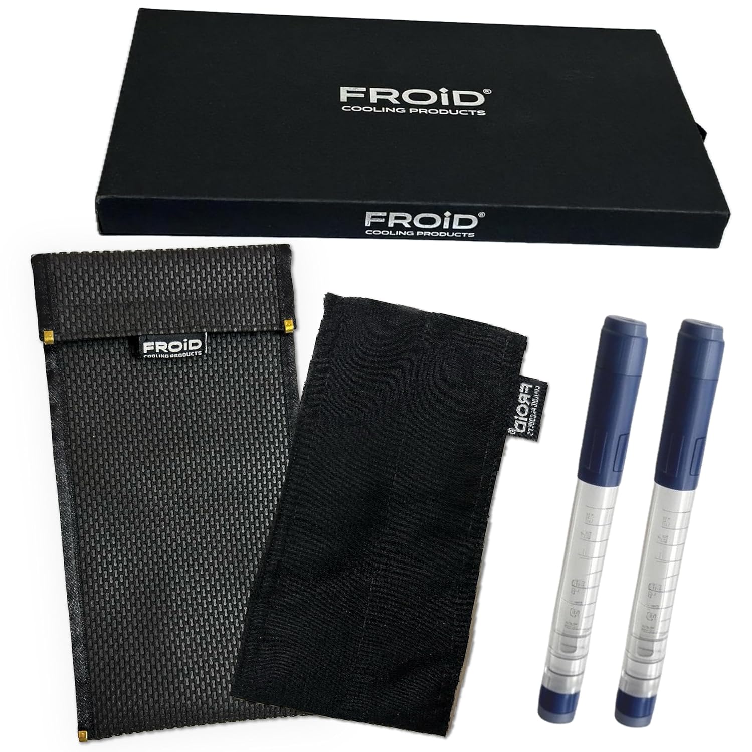 FROiD TWAIN Insulin Cooler Travel Case Black Hook and Loop — holds 2 insulin pens